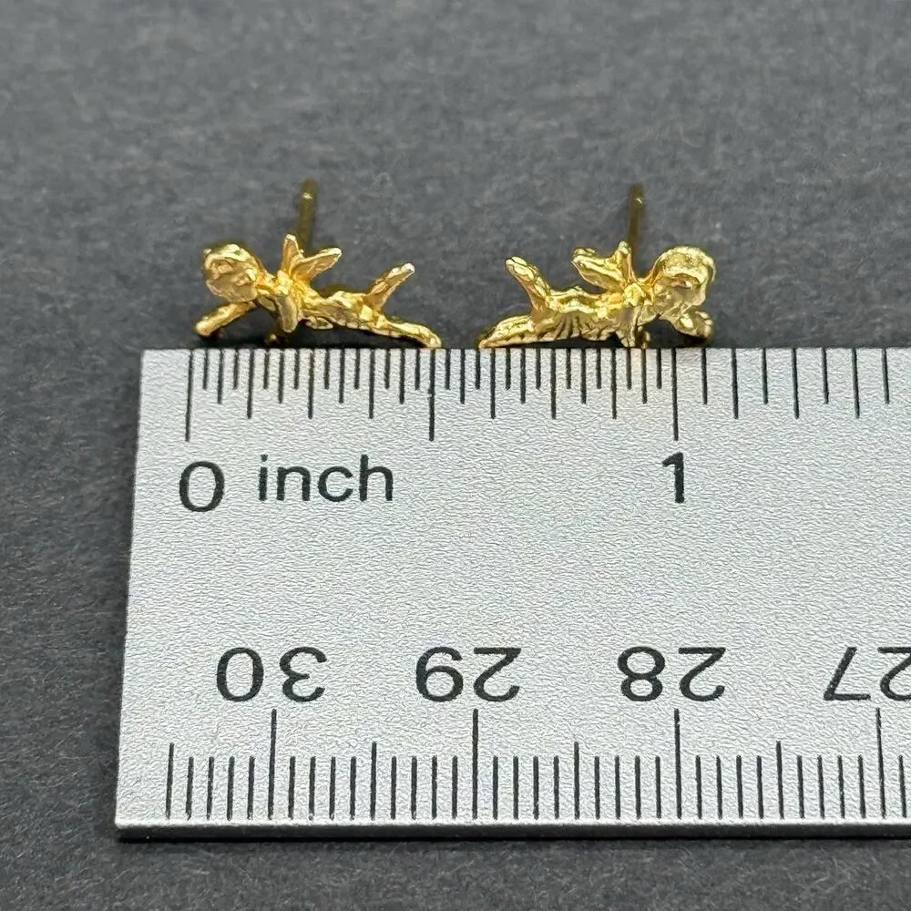 Vintage Gold-Tone Costume Earring Lot Red Rhinestone Hat Faux Pearl Enamel